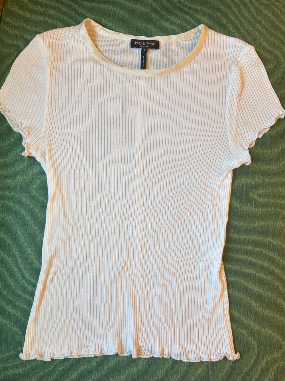 rag & bone Off-White Ribbed Short-Sleeve Tee